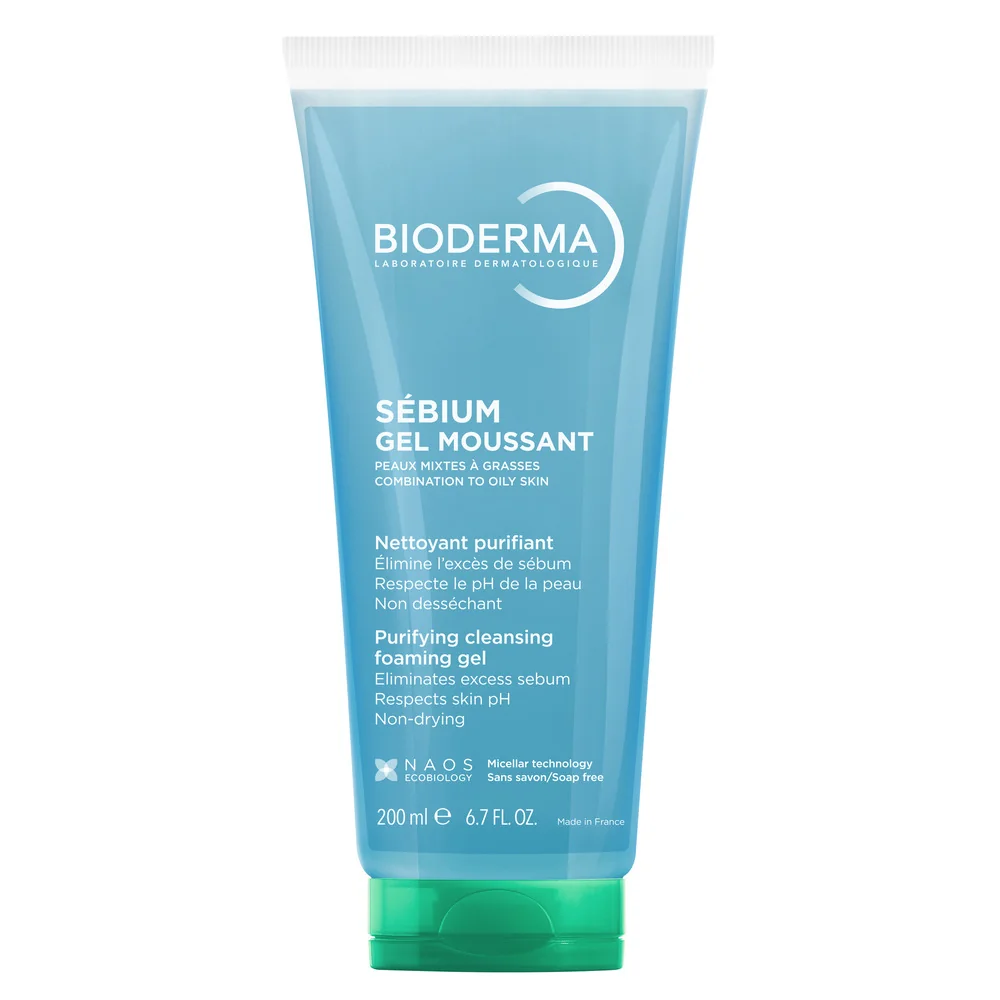 Gel curatare fata pentru ten mixt gras Sebium, 200ml, Bioderma
