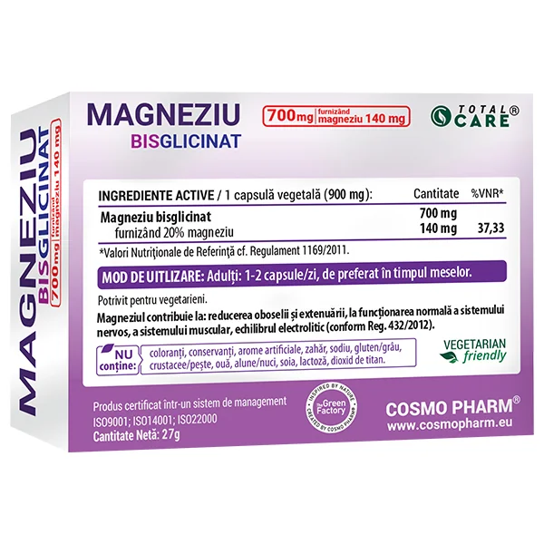 Magneziu Bisglicinat, 30 capsule, Cosmopharm 