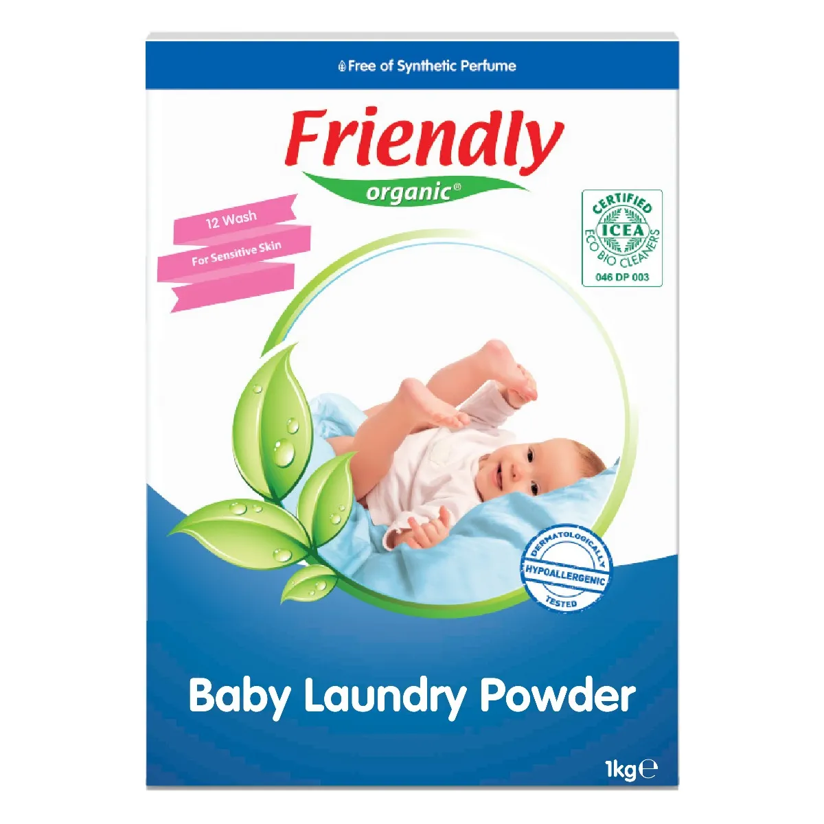 Detergent de rufe pudra pentru bebe, 1kg, Friendly Organic