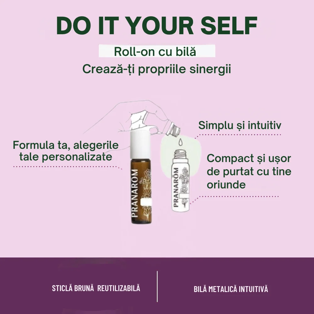 Recipient roll-on din sticla pentru uleiuri esentiale, 10ml, Pranarom 