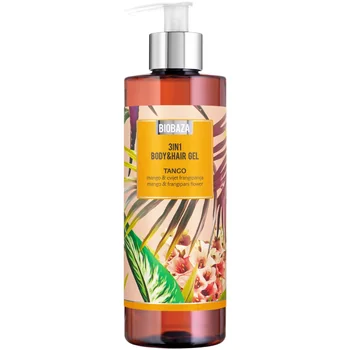 Sampon & gel de dus cu parfum natural de mango si fragipani Tango, 400ml, Biobaza