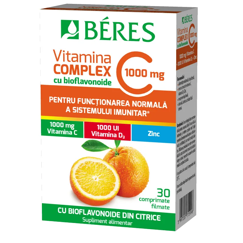 Vitamina C Complex cu bioflavonoide, 30 comprimate, Beres