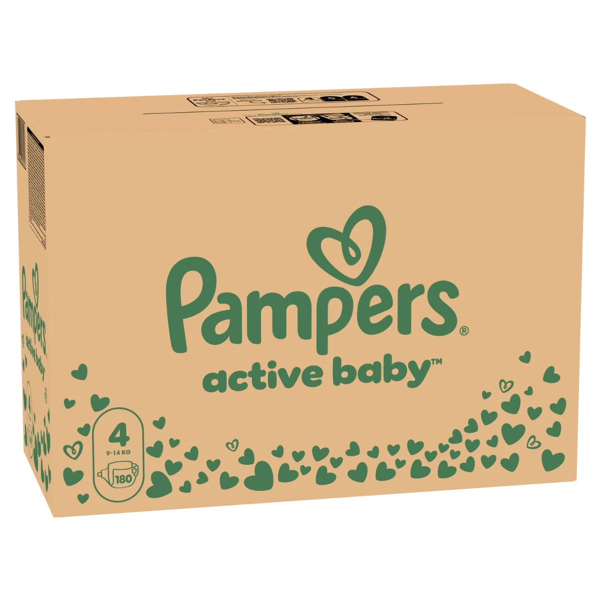 Scutece Active Baby XXL Box Marimea 4 pentru 9 -14 kg, 180 bucati, Pampers