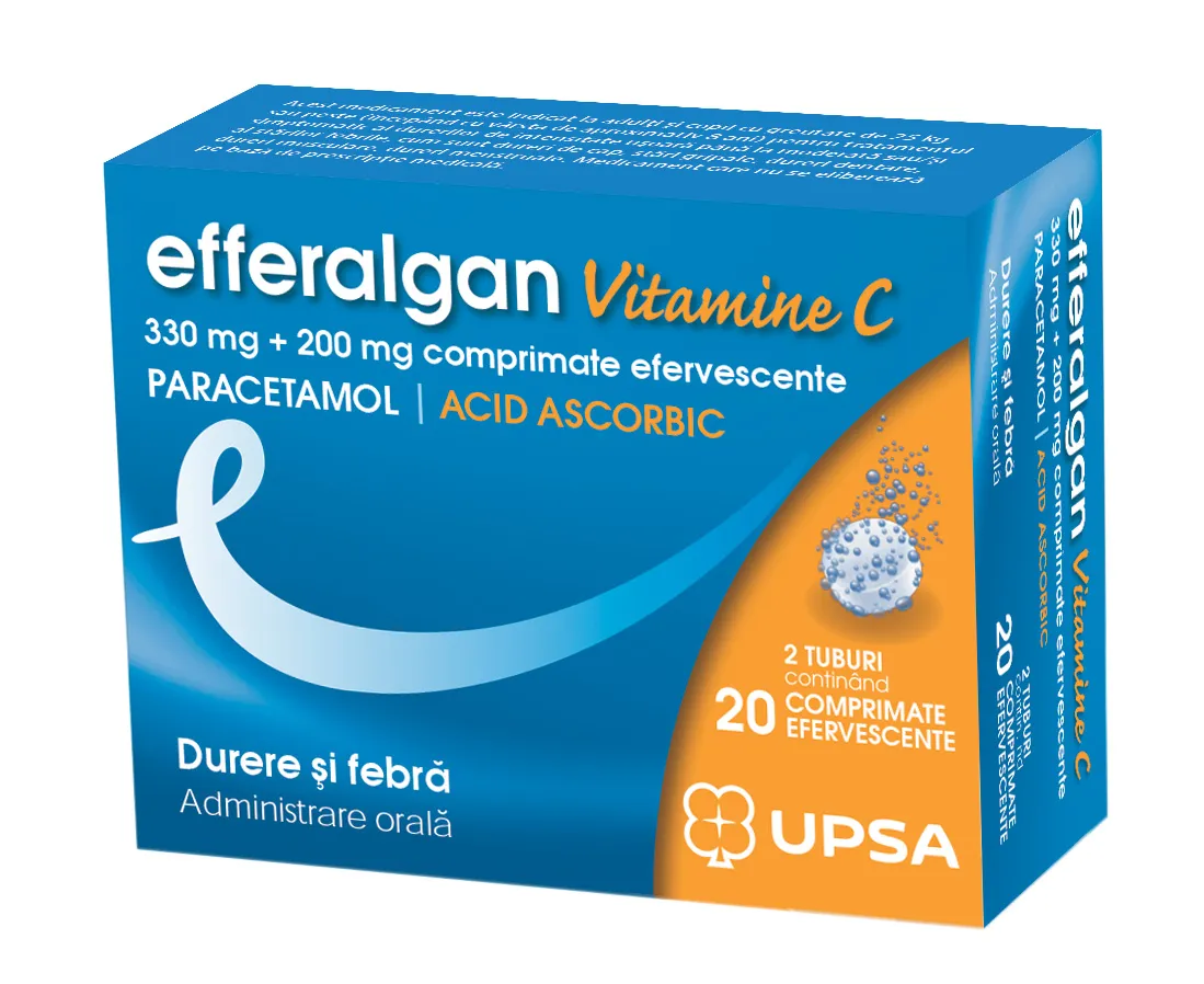 Efferalgan Vitamina C, 20 comprimate efervescente, Upsa