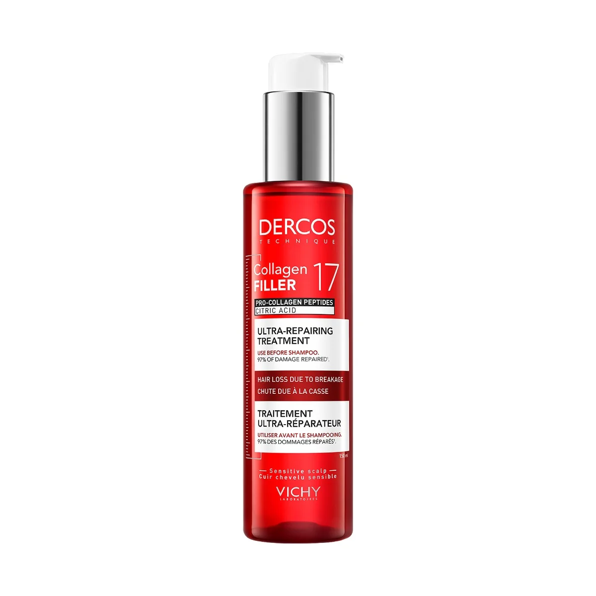 Tratament ultra-reparator cu peptide pro-colagen si acid citric Dercos Collagen 17 Filler, 150ml, Vichy