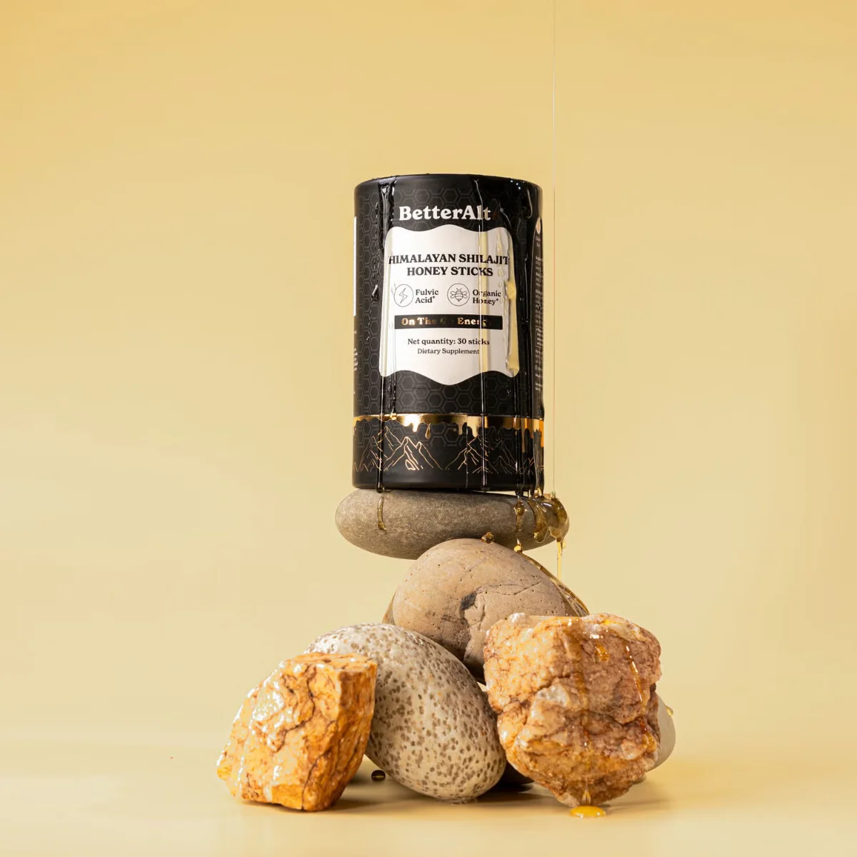 Pliculete de Shilajit din Himalaya si Miere cu 75% Acid Fulvic BetterAlt, 30 bucati, GNC 
