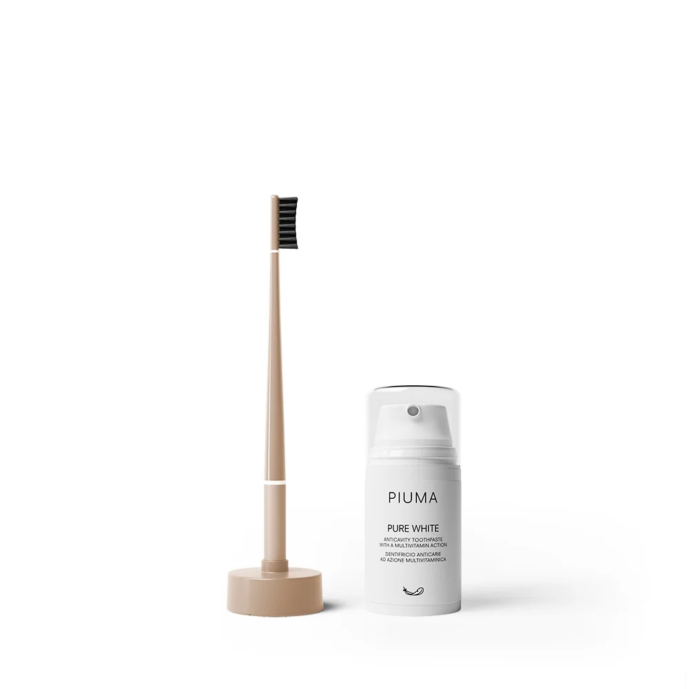 Set Periuta + Pasta de dinti 75ml Medium Nude, Piuma