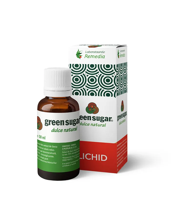 Indulcitor lichid Green Sugar, 50ml, Laboratoarele Remedia
