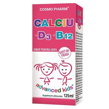 Sirop Calciu + D3 + B12, 125ml, Cosmopharm 
