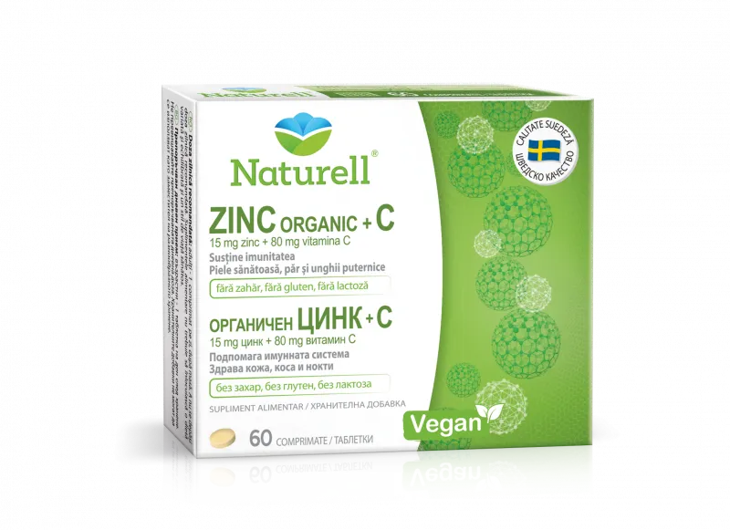 Zinc organic + C, 60 comprimate, Naturell