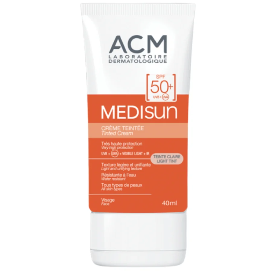 Crema coloranta pentru protectie solara cu SPF 50+ Light Tint Medisun, 40ml, ACM