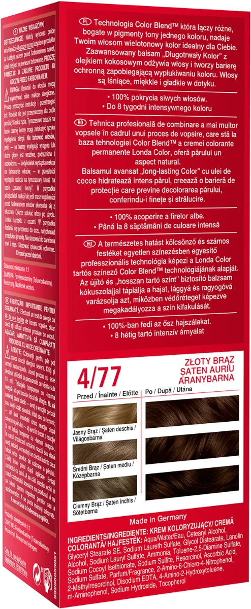 Vopsea de par permanenta 4/77 Golden Brown, 110ml, Londa