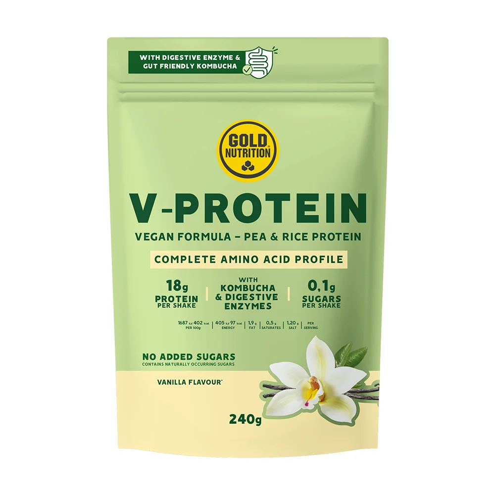 Pudra proteica V Protein cu vanilie, 240g, Gold Nutrition