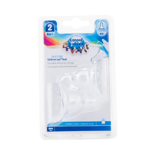 Tetina din silicon cu flux mediu 6-12 luni, 2 bucati, Canpol babies