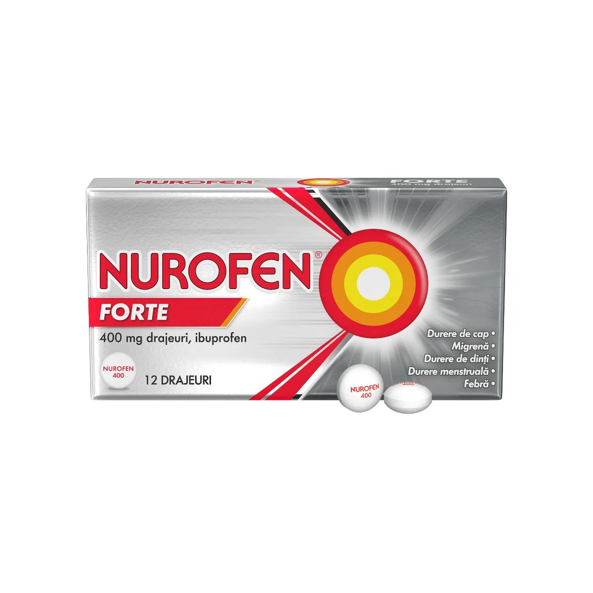Nurofen Forte 400 mg, 12 drajeuri, Reckitt Benckiser