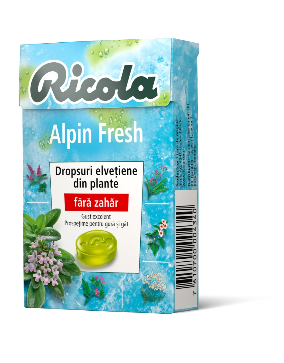 Dropsuri din plante Alpin Fresh, 40g, Ricola
