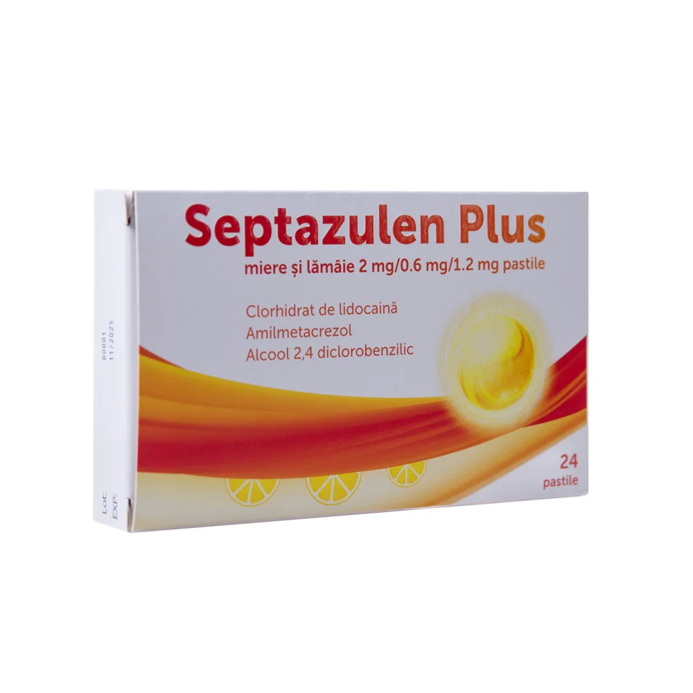 Septazulen Plus miere si lamaie 2 mg/0.6 mg/1.2 mg, 24 pastile, Lozy's Pharmaceuticals