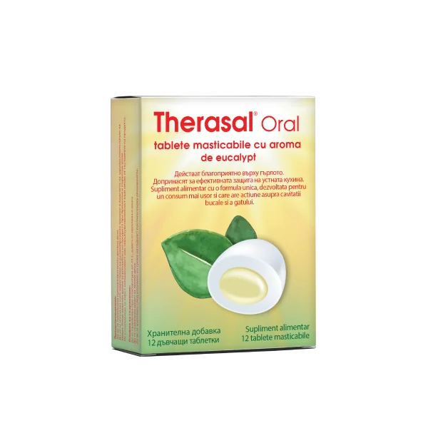Therasal Oral cu aroma de eucalipt, 12 tablete masticabile, Vedra
