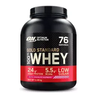 Proteine din zer 100% Whey Gold Standard ciocolata alba si zmeura, 2.28kg, Optimum Nutrition