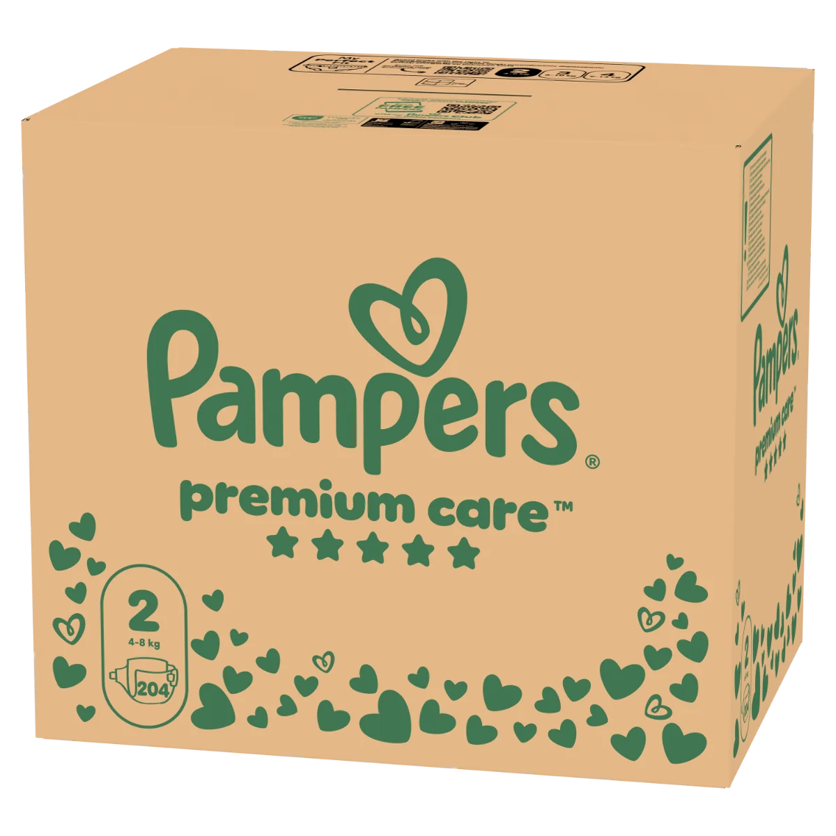Scutece Premium Care Marimea 2 pentru 4-8 kg, 204 bucati, Pampers 