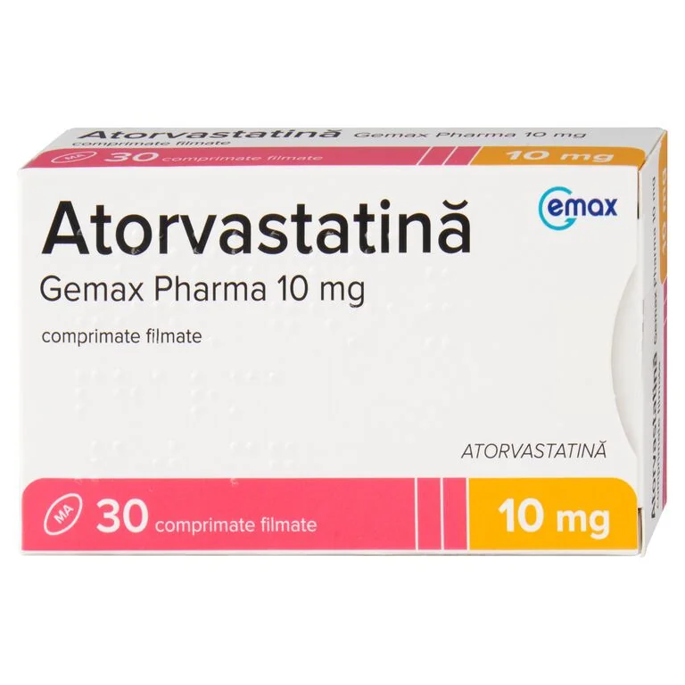 Atorvastatina 10mg, 30 comprimate filmate, Gemax