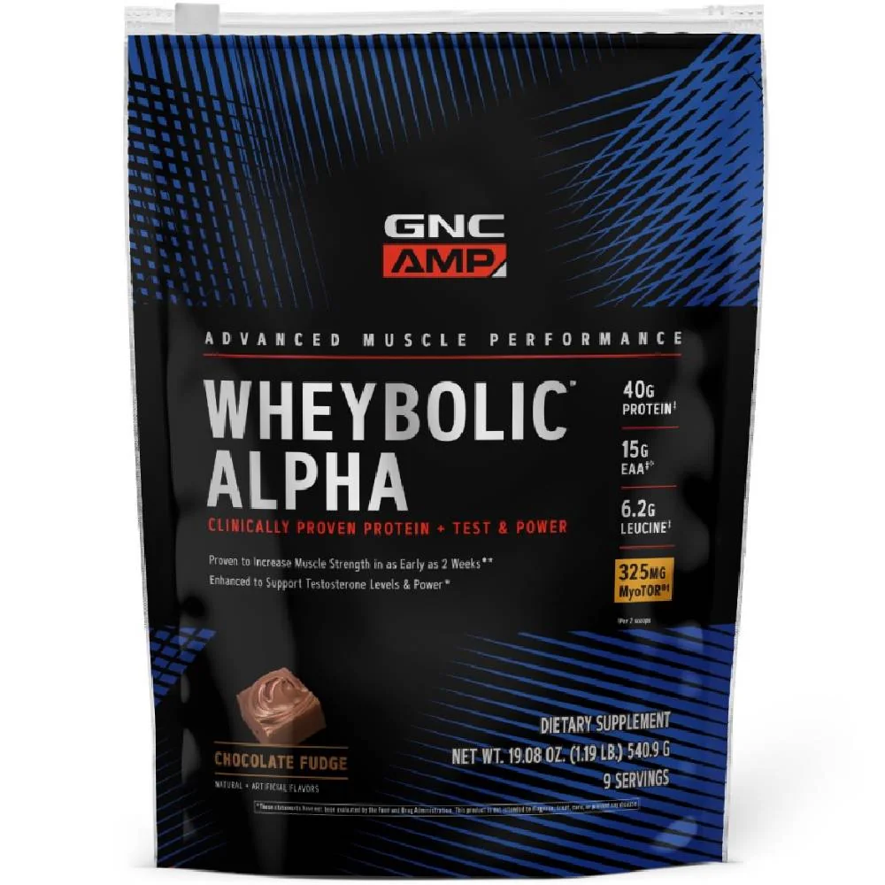 Proteina din zer cu aroma de ciocolata AMP Wheybolic Alpha, 540.9g, GNC