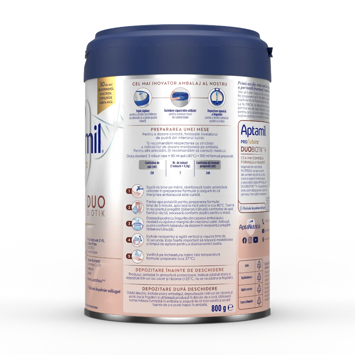 Formula premium pentru copii de 1-2 ani PRO Futura DUO-BIOTIK 1+, 800g, Aptamil
