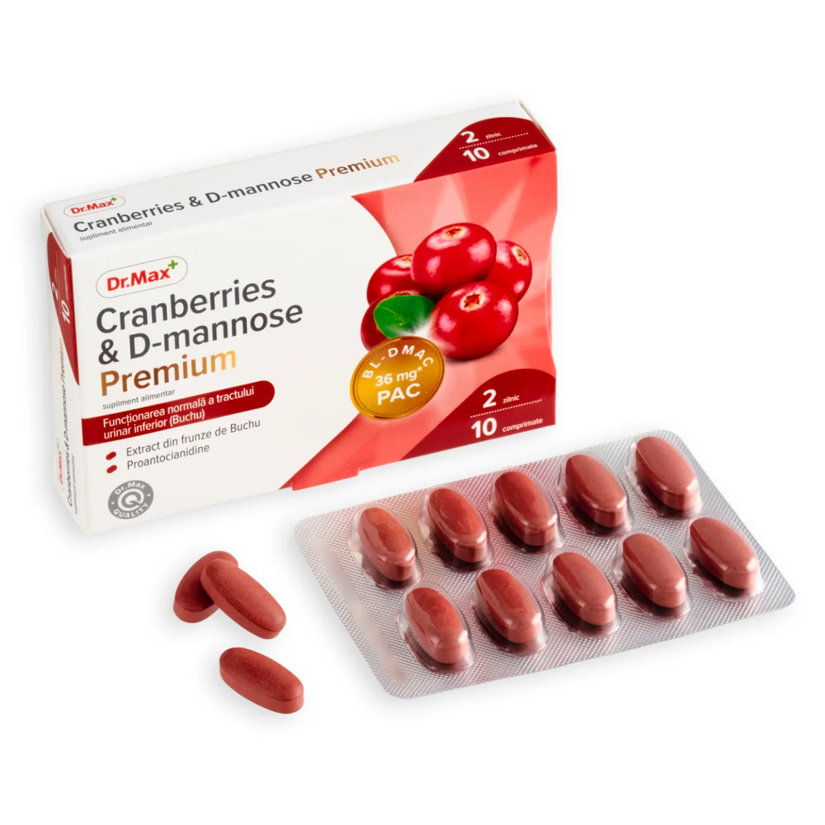 Dr. Max Cranberries & D-mannose Premium, 10 comprimate