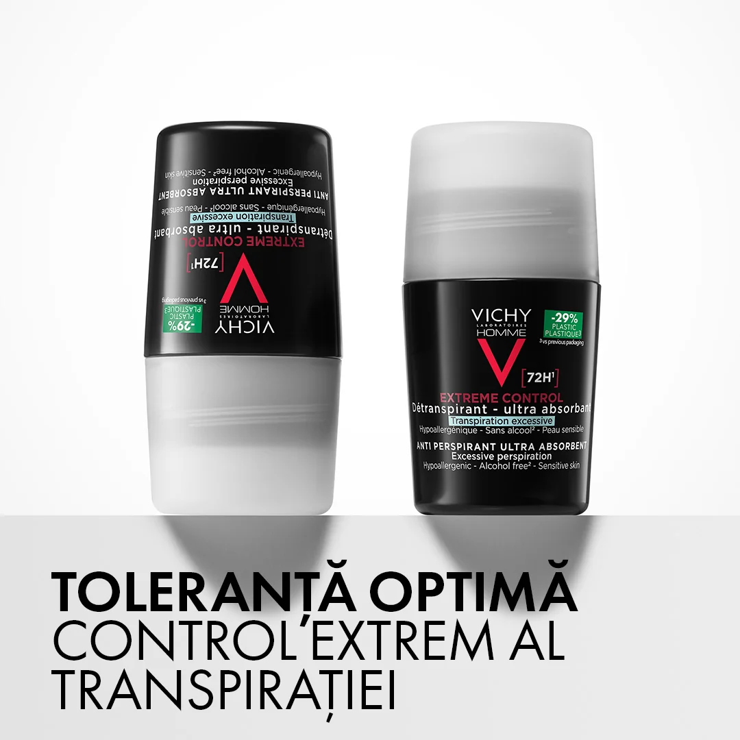 Pachet Deodorant Homme roll-on antiperspirant Control Extrem 72H, 2 x 50ml, Vichy