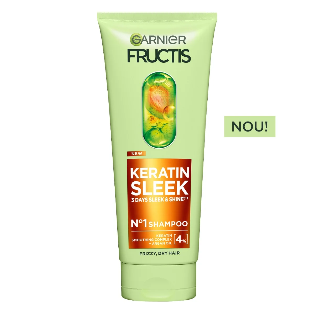 Sampon pentru par neted si stralucitor Fructis Keratin Sleek, 200ml, Garnier