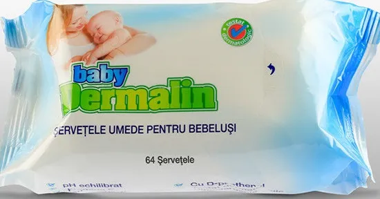 Dermalin Baby Servetele Umede Copii 64buc