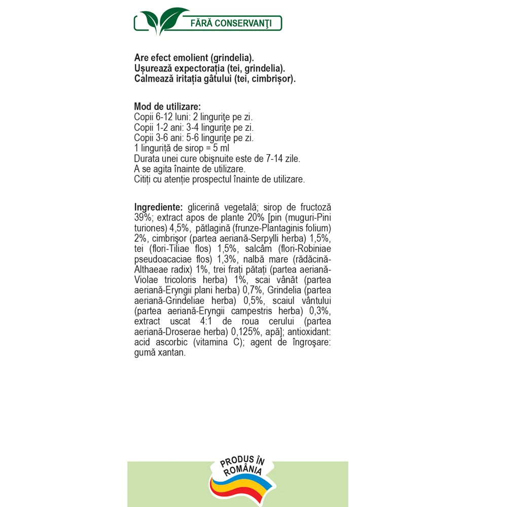 Sirop pentru copii Plantusin, 250ml, Fares
