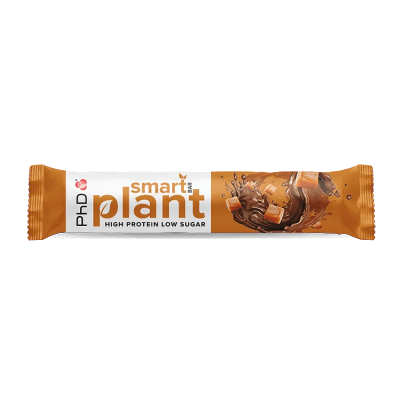 Baton proteic vegetal cu aroma de caramel sarat Smart Bar Plant, 64g, PhD
