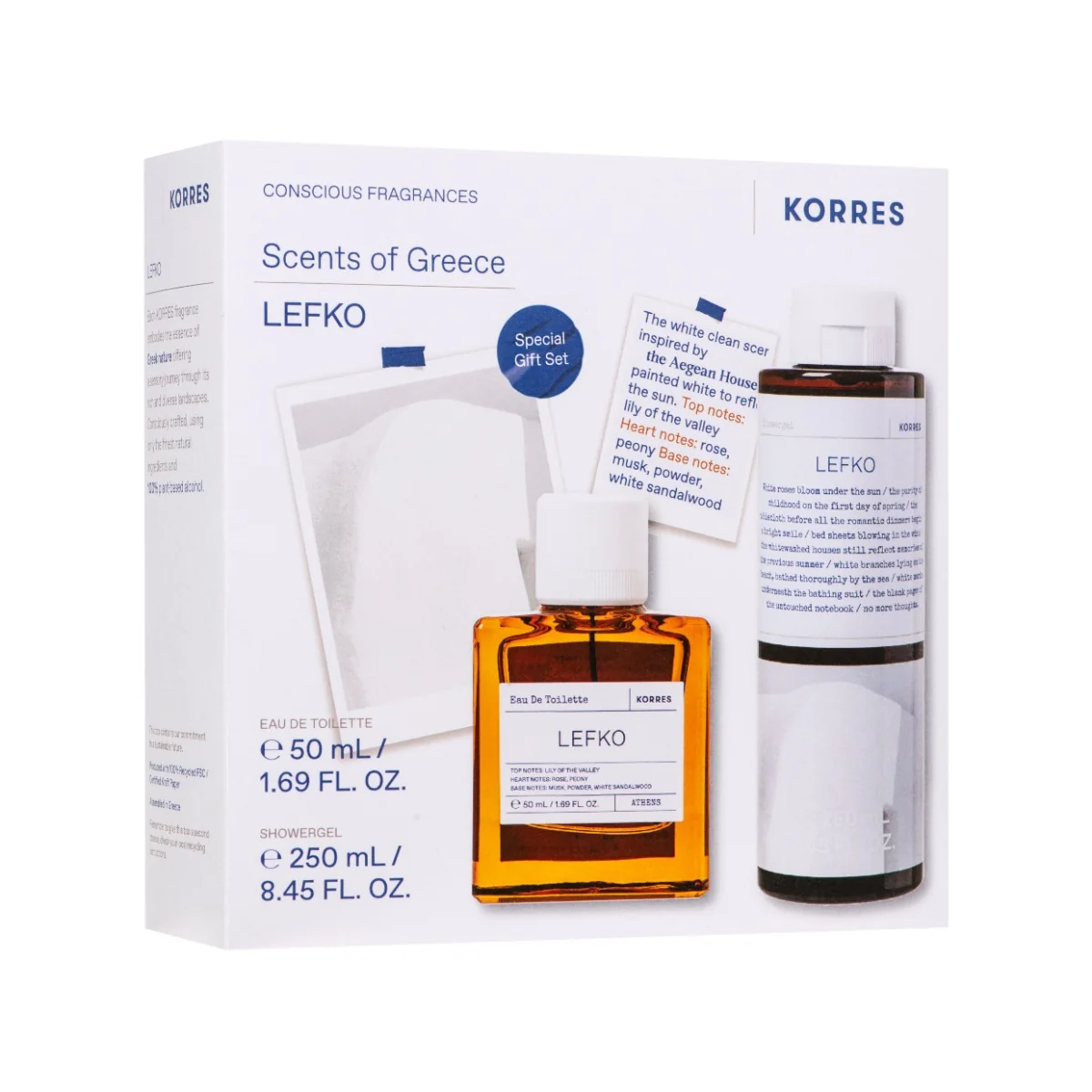 Pachet Lefko 2025 Apa de toaleta 50ml + Gel de dus 250ml, Korres 