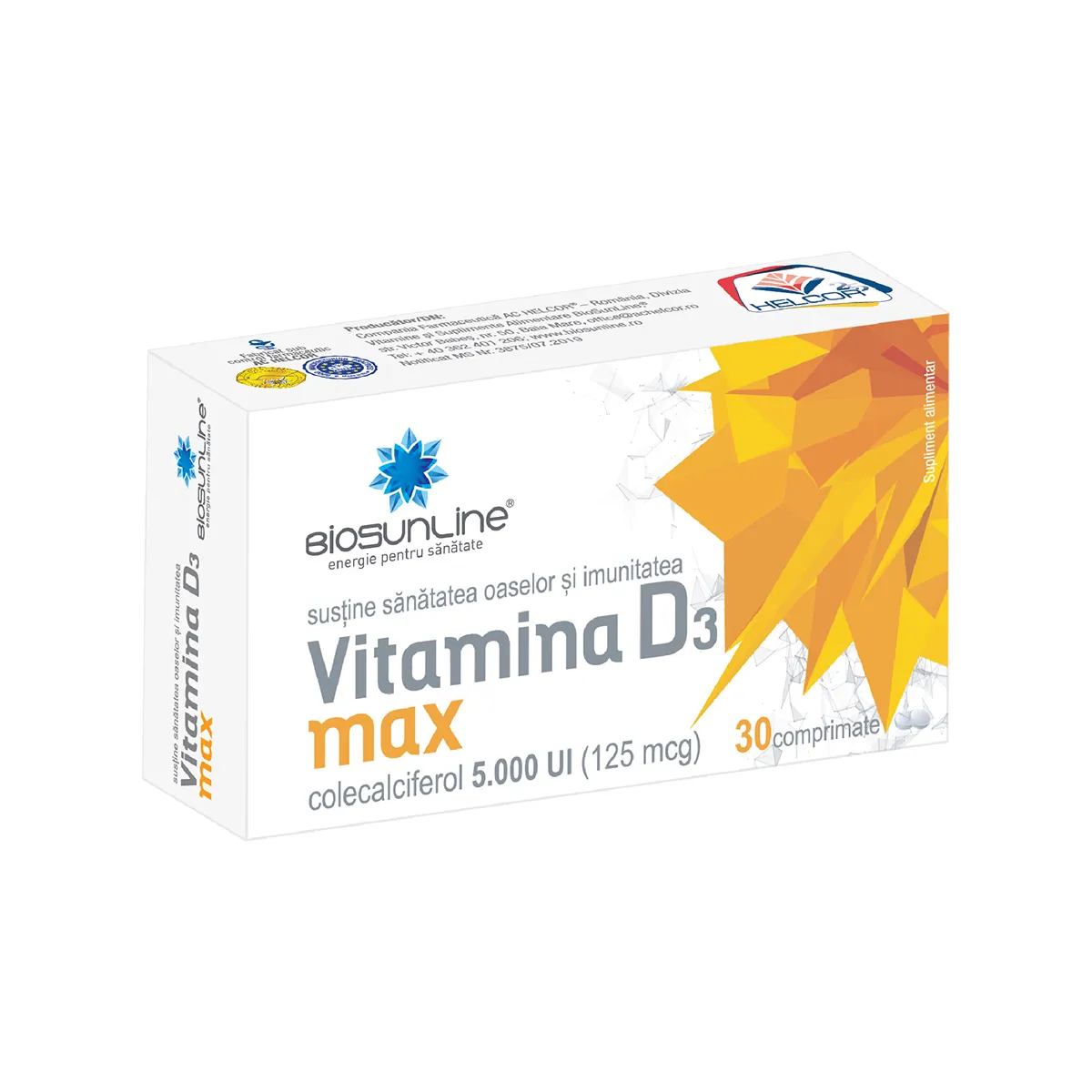 Vitamina D3 Max, 30 comprimate, BioSunLine