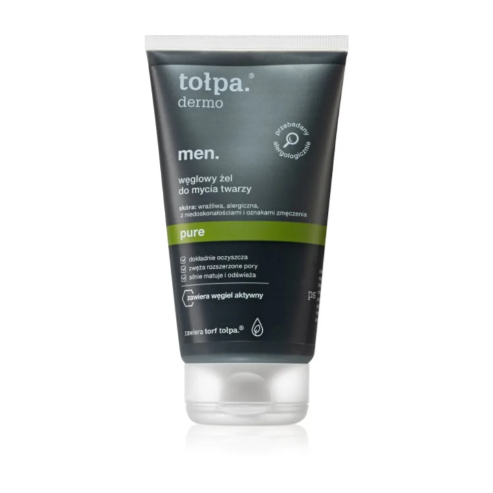 Gel de curatare pentru fata Dermo Men Pure Carbon, 150ml, Tolpa