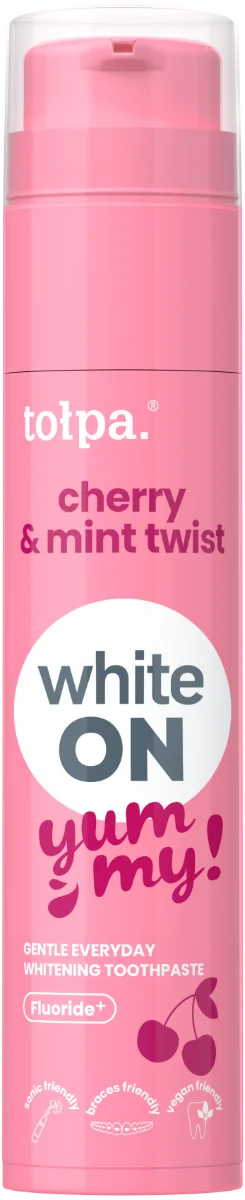 Pasta de dinti cu aroma de cirese si menta ON WHITE Yummy, 60g, Tolpa