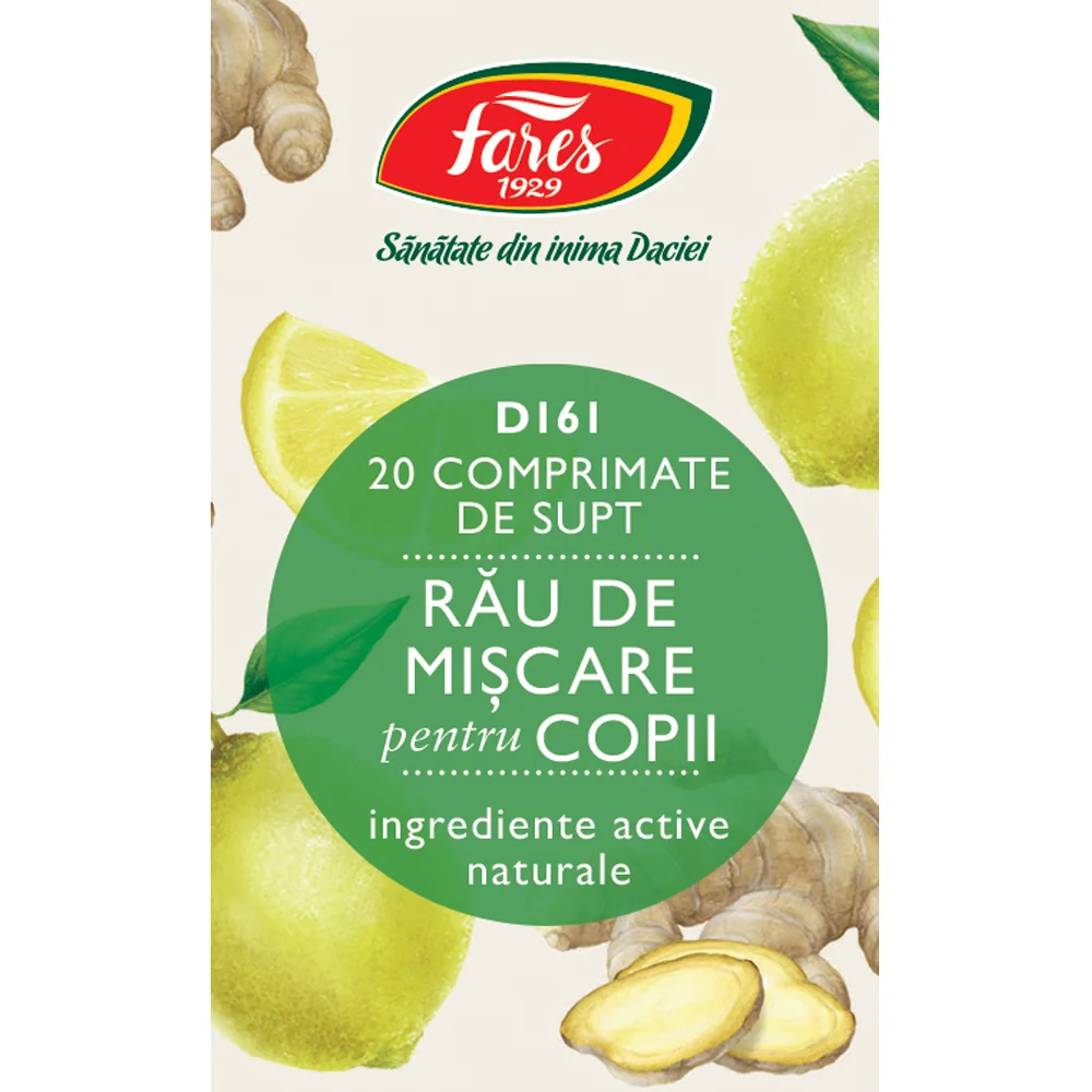 Rau de miscare pentru copii D161, 20 comprimate, Fares 