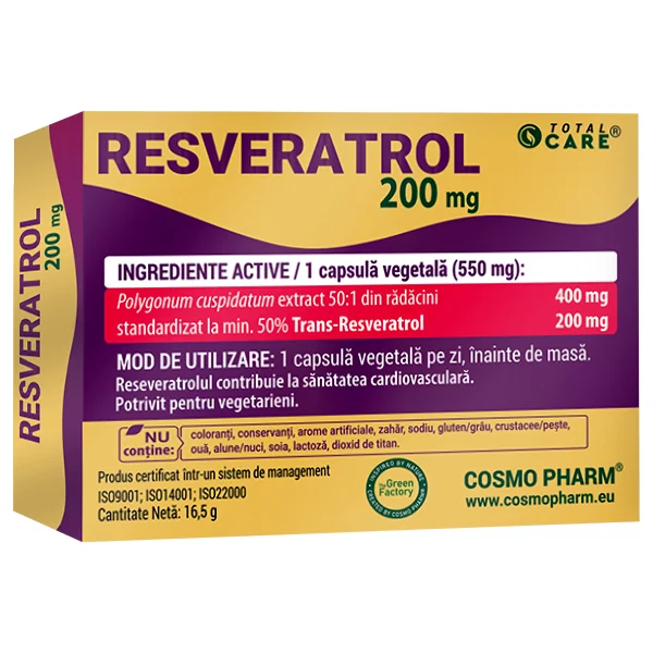 Resveratrol 200mg, 30 capsule, Cosmopharm