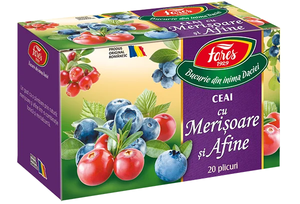 Ceai merisoare si afine, 20 plicuri, Fares