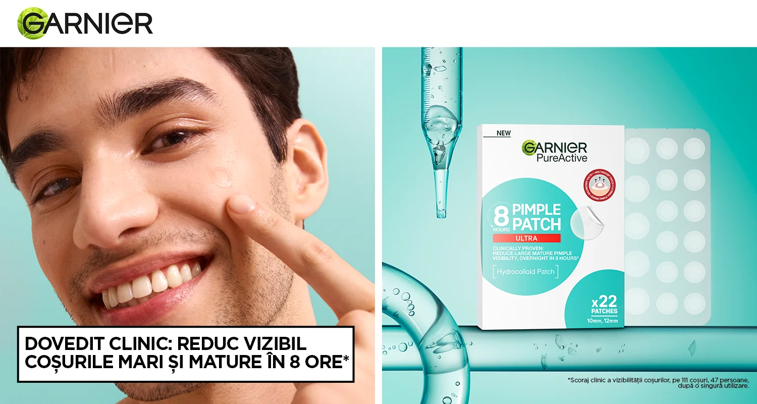 Plasturi anti-acnee Garnier Pure Active Pimple Patch, conceputi pentru reducerea vizibila a cosurilor in 8 ore. Plasturi anti-acnee Garnier Pure Active Pimple Patch, conceputi pentru reducerea vizibila a cosurilor in 8 ore.