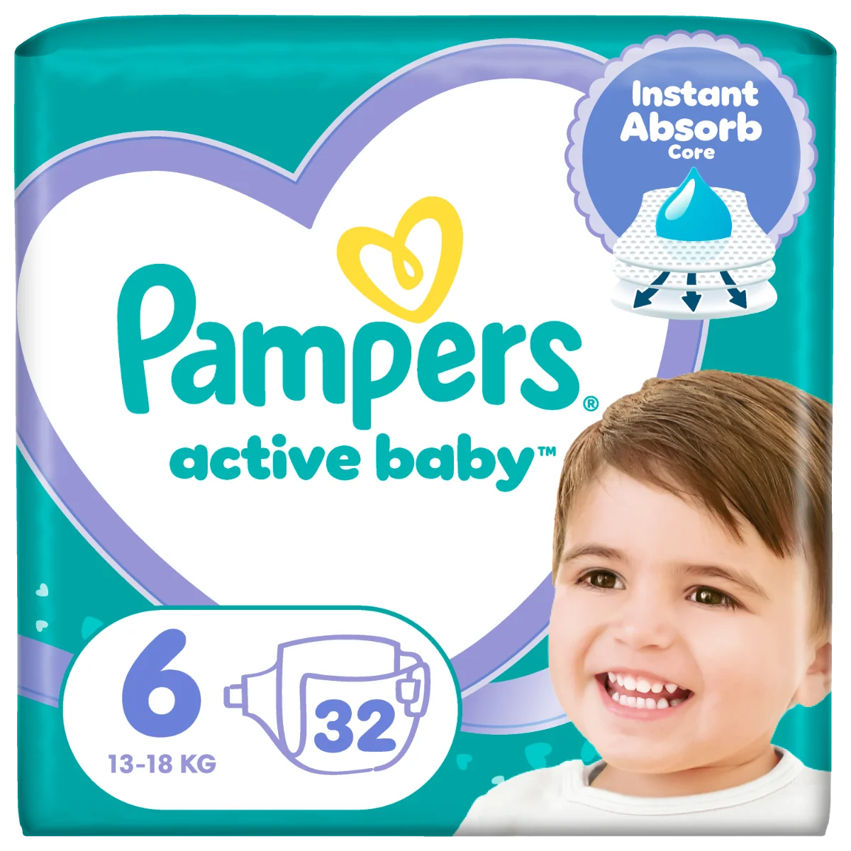 Scutece Active Baby Marimea 6 pentru 13-18kg, 32 bucati, Pampers
