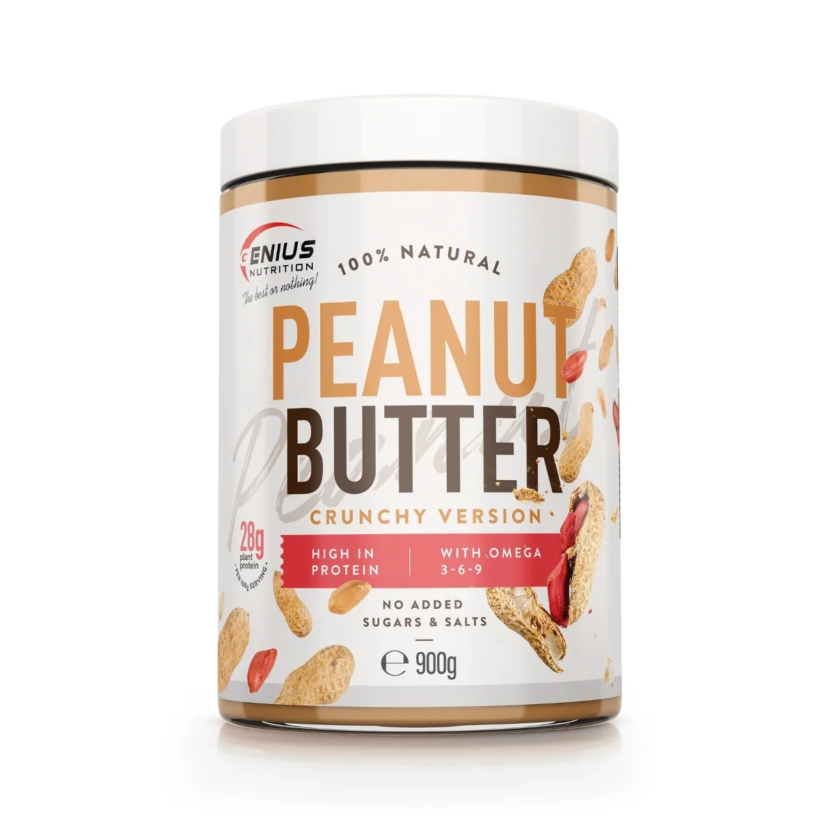 Unt de arahide crunchy, 900g, Genius Nutrition