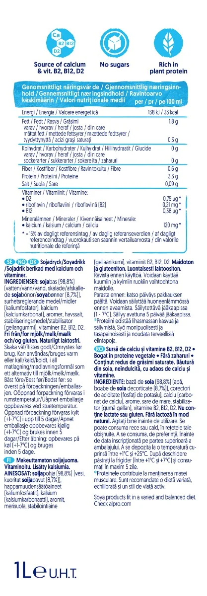 Bautura din soia neindulcita, 1000ml, Alpro