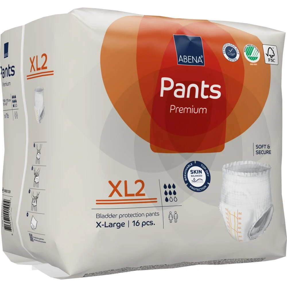 Scutece chilot pentru persoane active Masura XL2 130-170 cm Premium Pants unisex cu absorbtie 1900ml, 16 bucati, Abena