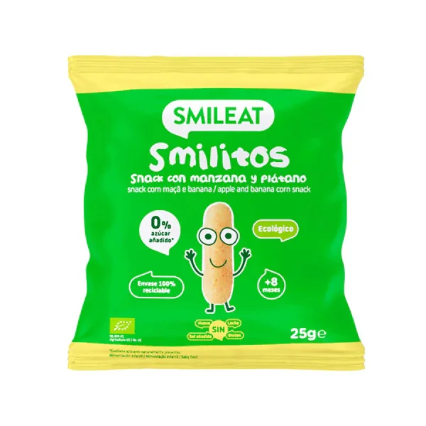 Pufuleti cu ulei de masline banane si mere +8 luni Bio Smilitos, 25g, Smileat