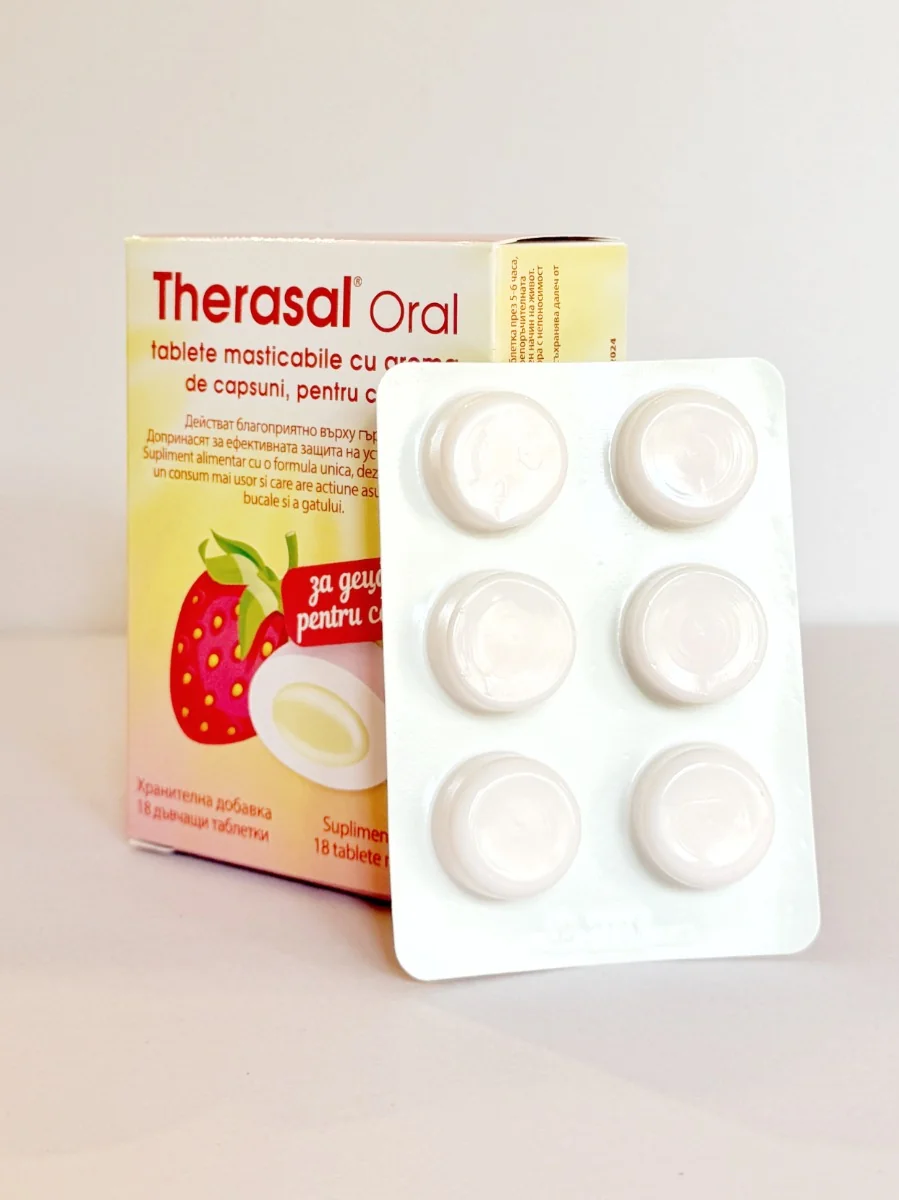 Therasal Oral pentru copii cu aroma de capsuni, 18 tablete masticabile, Vedra