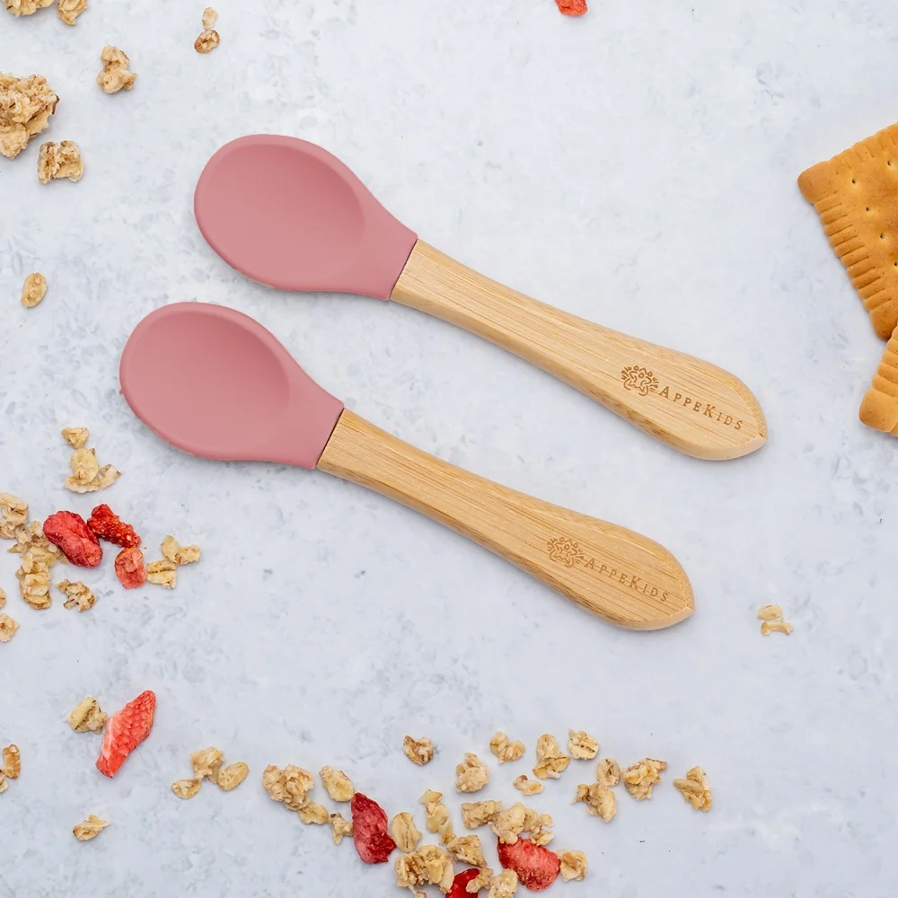 Set lingurite din bambus Old Rose 6 luni+, 2 bucati, Appekids