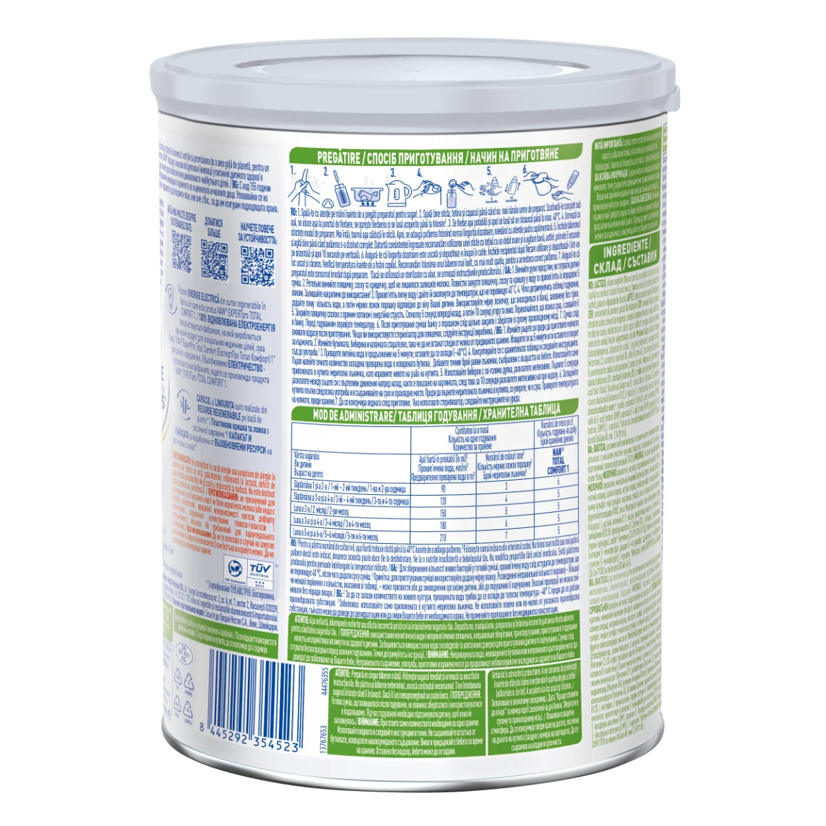 Formula de lapte praf Nan Expert Pro Total Comfort 1, 800g, Nestle