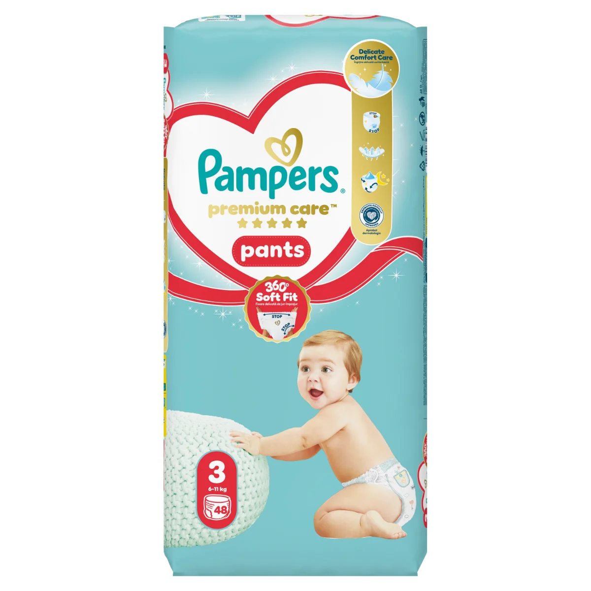 Scutece Premium Care Pants Nr.3 6-11kg, 48 bucati, Pampers
